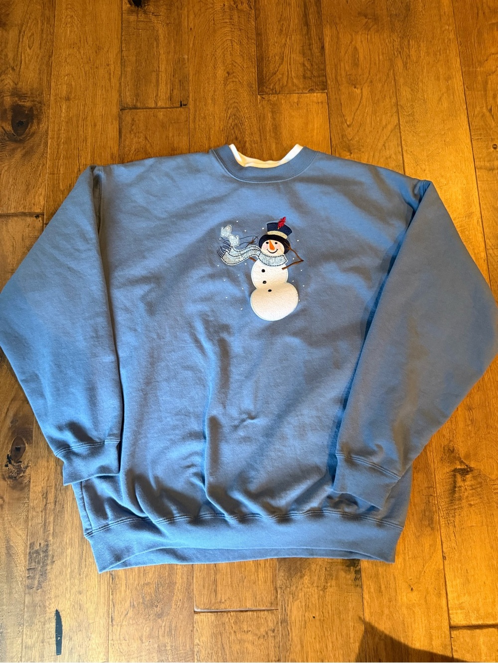 Vintage Blue Snowman Crewneck